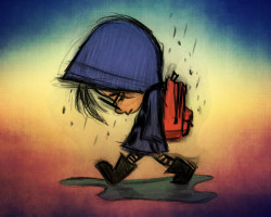 children blue sad rain cartoon red 1229627